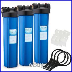 3 Packs 20-Inch Big Blue Whole House Water Filter Housing 1 Inch Outlet/Inlet