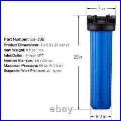 3 Packs 20-Inch Heavy Duty Big Whole House Water Filter Housing 1 Port