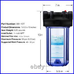 3 Pcs Big Blue 10 x 4.5 Whole House Water Filter Clear Housing 1 Outlet/Inlet