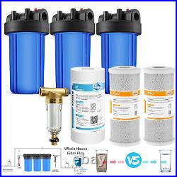 3-Stage 10 Inch Big Blue Whole House Water Filter Housing & Spin Down System Set
