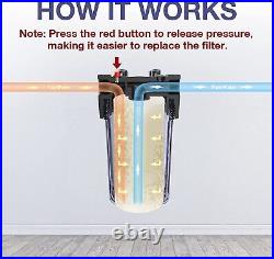 3-Stage 10 Inch Clear Whole House Water Filter Housing Filtration System 1 NPT