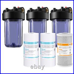 3-Stage 10 Inch Clear Whole House Water Filter Housing System fr Well City Water