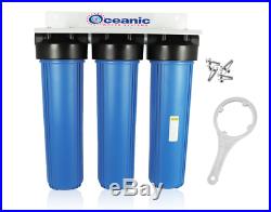 3 Stage 20 Big Blue 1 Port Whole House Water Filter + Filters Sed, GAC, CB