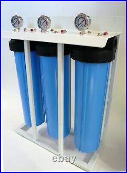 3 Stage 20 Big Blue Whole House Water Filter System, 1 NPT with 160 Gauge