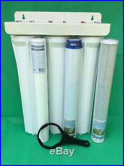 3 Stage 20 White Whole House Water Filter System with Filters and Wrench 1 NPT