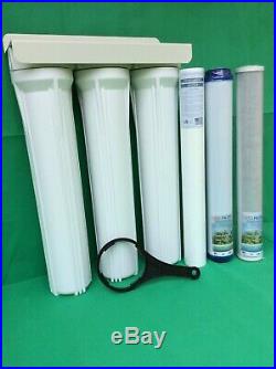 3 Stage 20 White Whole House Water Filter System with Filters and Wrench 1 NPT