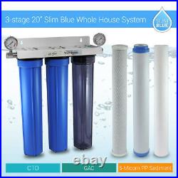 3 Stage 20 Whole House Water Filter Sediment GAC CTO with 2.5 Dry Pressure Gauge