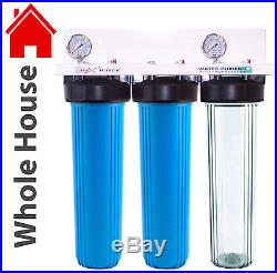 3 Stage 20 x 4.5 Big Blue Whole House Max Water Filter System 1 with 2 Gauges