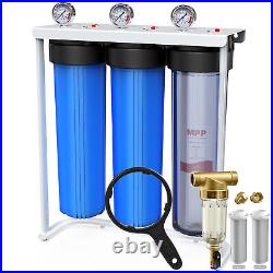 3-Stage 20x4.5 Big Blue Whole House Water Filter System with Spin Down Pre-Filter