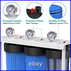 3-Stage 20x4.5 Big Blue Whole House Water Filter System with Spin Down Pre-Filter