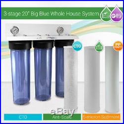 3 Stage 20x4.5 Whole House BB Phosphate Lime Anti-Scale Water Filter 3/4 Port
