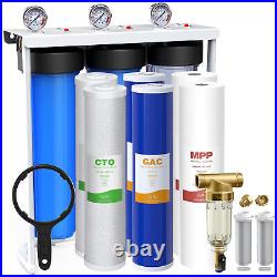 3-Stage Big Blue 20 Spin Down Sediment Whole House Water Filter System 20x4.5