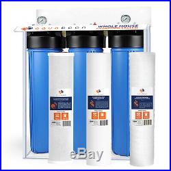 3-Stage Big Blue 20 Whole House System 1 Port+, Carbon, Sediment, String Filters