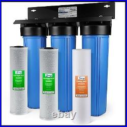 3-Stage Big Blue 20 Whole House Water Filter System with Stand+Carbon+Sediment