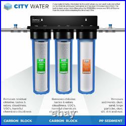 3-Stage Big Blue 20 Whole House Water Filter System with Stand+Carbon+Sediment