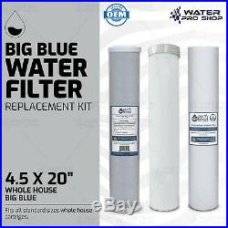 3 Stage Big Blue Water Filter Replacement Kit, Sediment/KDF/Carbon 4.5 x 20