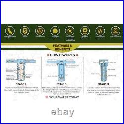 3 Stage Big Blue Whole House Water Filter System 1 Ports Filters Included