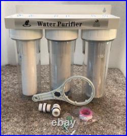 3 Stage Crystal Clear Whole House Water Filter System 3/4 Inlet/Outlet