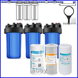 3-Stage Filtration 10 x 4.5 Big Blue Whole House Water Filter Housing System