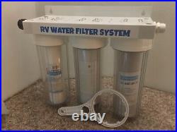 3 Stage High Quality RV Water Filter System Clear Housings 3/4 Hose Fitting's