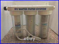 3 Stage High Quality RV Water Filter System Clear Housings 3/4 Hose Fitting's