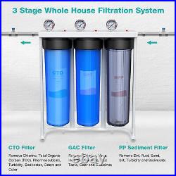 3-Stage Home Whole House Water Filter System 20x4.5 Big Blue Housing+PP+GAC+CTO