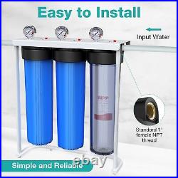3-Stage Water Filter System Whole House 20x4.5 Big Blue Housings Pressure Gauge