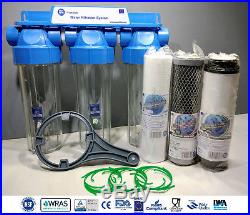 3 Stage Whole House High Flow Water Filter Dechlorinator Chlorine Removal 3/4