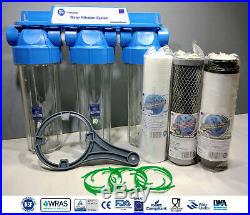 3 Stage Whole House High Flow Water Filter Dechlorinator Chlorine Removal 3/4 N