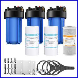 3-Stage Whole House Water Filter Housing System 10 Inch Sediment CTO Carbon Set