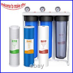 3 Stage Whole House Water Filter System 4.5 x 20 Filtration System Big Housing