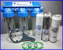 3 Stage Whole House Water Purifier and Softening Filter Kit Salt Free 3/4 BSP