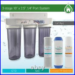 3 Stage under sink water purifier filter Sediment Carbon 1/4 NPTF in out ports