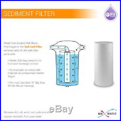 3 Stages 10x4.5 Big Blue Whole House Water Filter System 3/4or 1 Ports