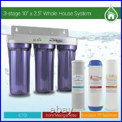 3 Stages 10x 2.5 3/4 Port Whole House Iron Manganese Max Water System Filter