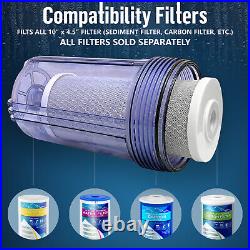 3 Transparent High Capacity 10 x 4.5 Whole House Filter Systems 1 Brass Port