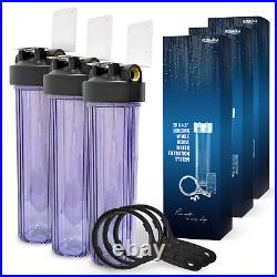 3 Transparent High Capacity 20 x 4.5 Whole House Filter Systems 1 Brass Port