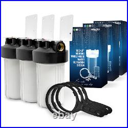 3 White High Capacity 10 x 4.5 Whole House Filter Purifier System 1 Brass Port