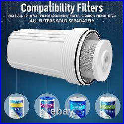 3 White High Capacity 10 x 4.5 Whole House Filter Purifier System 1 Brass Port