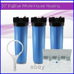 3 x 20 Big Blue Whole House Water System Filter Housing no Pressure Gauge Hole