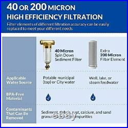 40 Micron Spin Down Sediment Filter (1 Set), Upgrade Whole House Water Filter