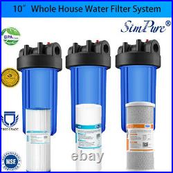 4.5 x 10 Whole House Big Blue Water Filter Solid Housing 1 Outlet/Inlet