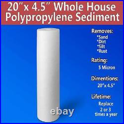 4.5 x 20 Big Blue Sediment Water Filters (5 Micron) 20 Whole House Cardridges