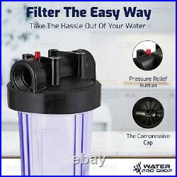 4.5 x 20-inch Big Blue Water Filter Clear Housing 1-inch Outlet/Inlet + Parts