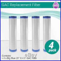 (4) Big Blue 20x4.5 Whole House GAC Granular Coconut Shell Carbon Water Filter