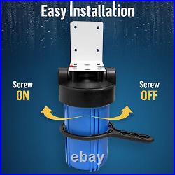4 Blue High Capacity 10 x 4.5 Whole House Filter Purifier System 1 Brass Port