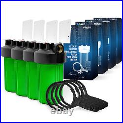 4 Green High Capacity 10 x 4.5 Whole House Filter Purifier System 1 Brass Port