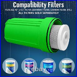 4 Green High Capacity 10 x 4.5 Whole House Filter Purifier System 1 Brass Port