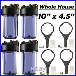 4 Pack 10 Inch Clear Home RO Whole House Water Filter Housing 4.5 x 10 System