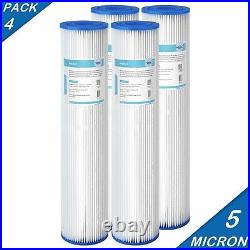 4 Pack 20x4.5 Washable Pleated Sediment Water Filter for Big Blue Whole House